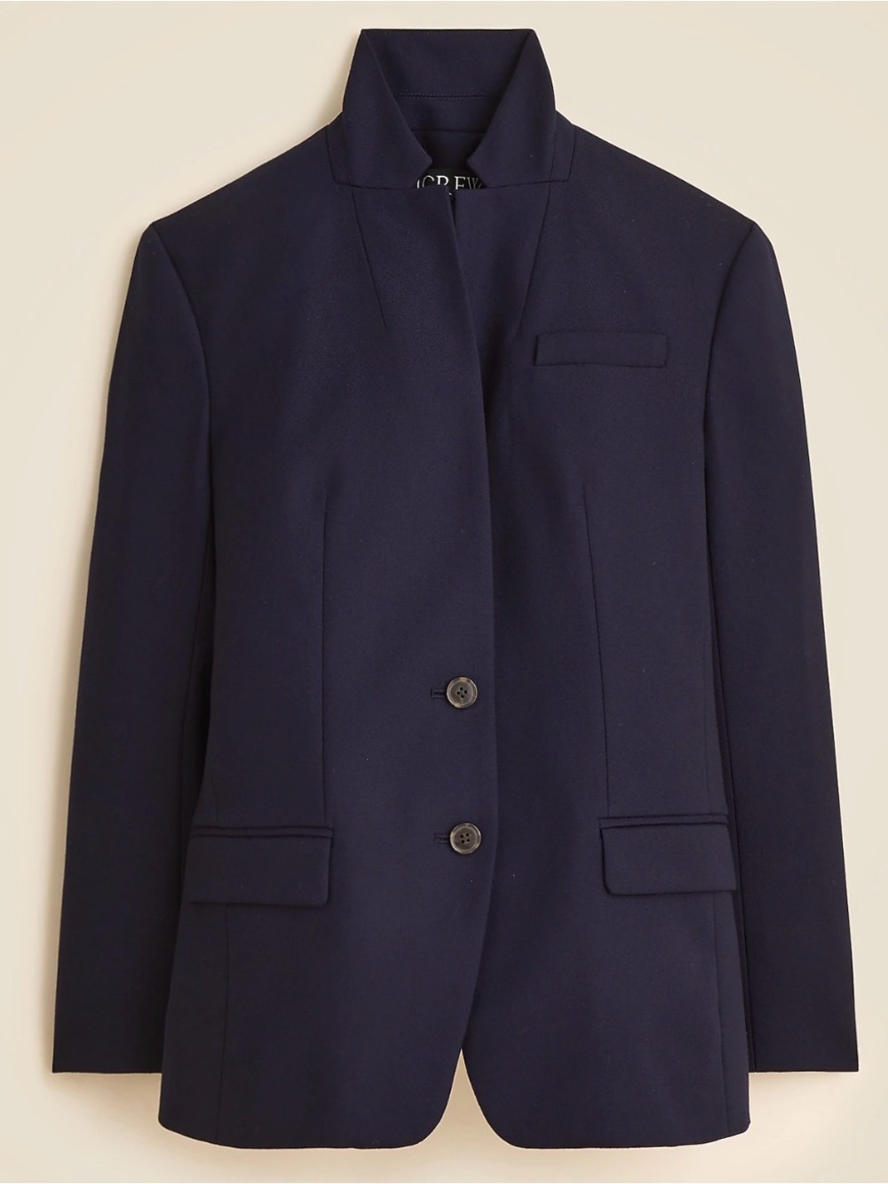 J. Crew Standing Collar Blazer in Wool-Blend Flannel Navy Blue Sz. 6 CN789 $268